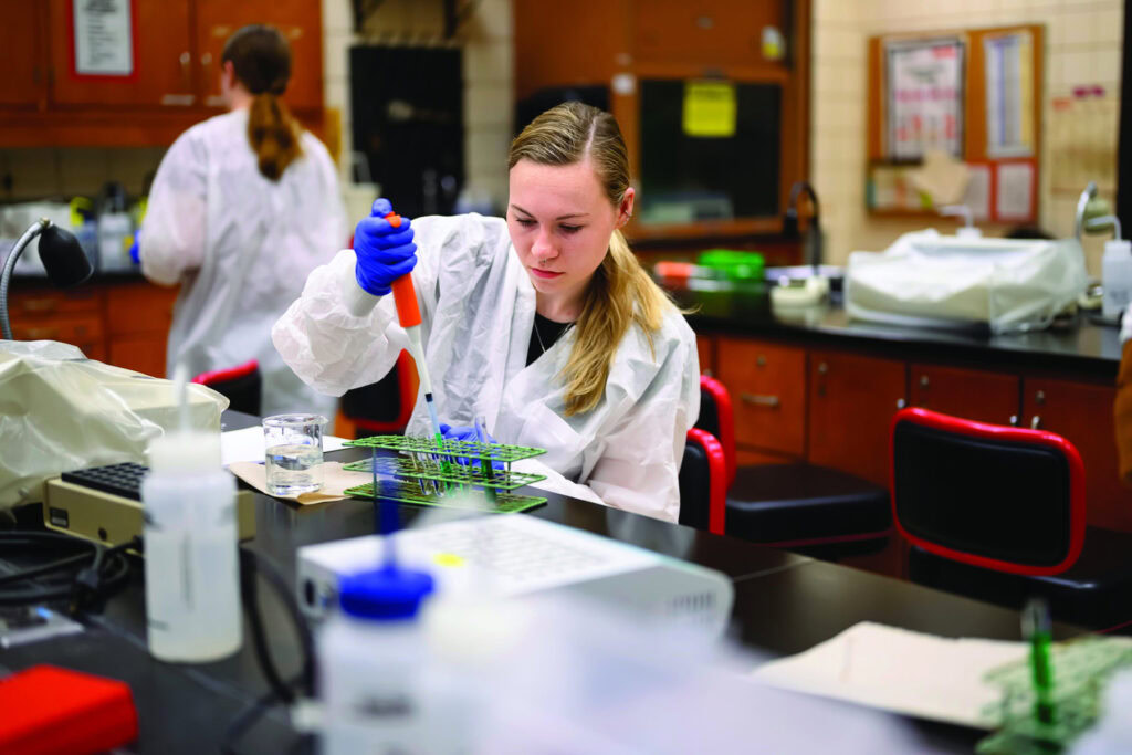Medical Laboratory Science student in lab.